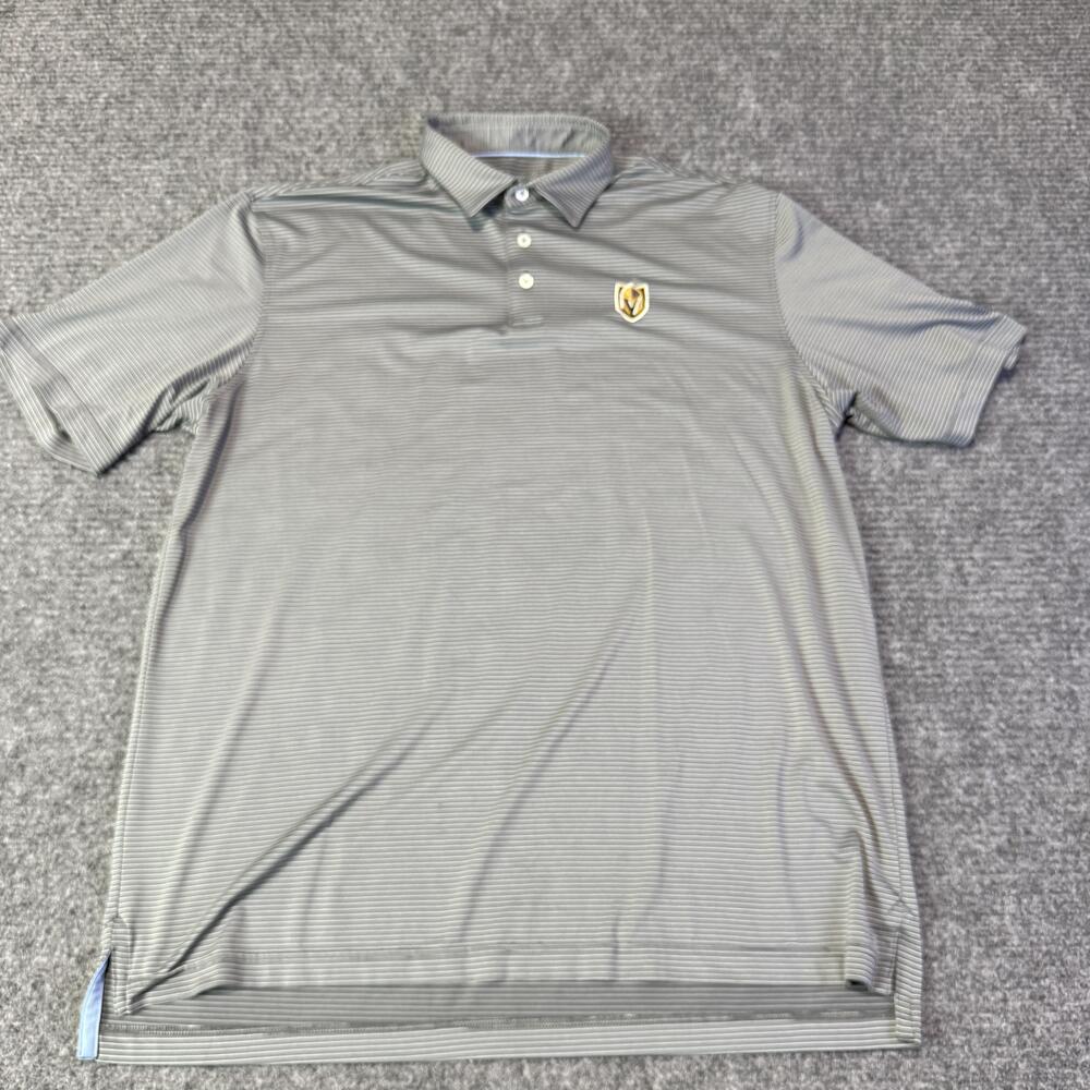 Johnnie O Polo Shirt Mens Large Gray Vegas Hockey Stripe Performance